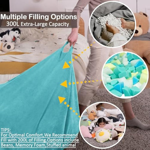 Nobildonna Storage Soft Toy Bean Bag Chair Cover Only Without Filling for Kids Adults. Lazy Sofa Beanbag Stuffed Animal (110x89cm)