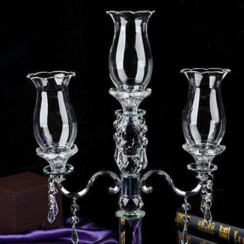 London Boutique Crystal Tea Light Candle Holders Decorative with swarovski crystal elements 3 Arms Gift Present (3 Arms)