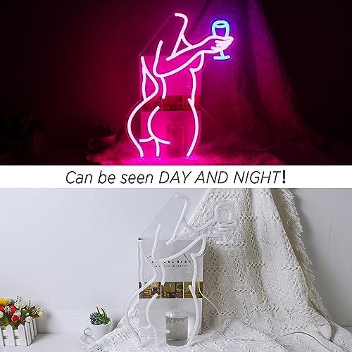 Lady Back Neon Sign Pink Woman Neon Lights Led Sexy Lady Led Sign Pink Light up for Bedroom Bar Man Cave Cafe Wall Decor for Party Decorations