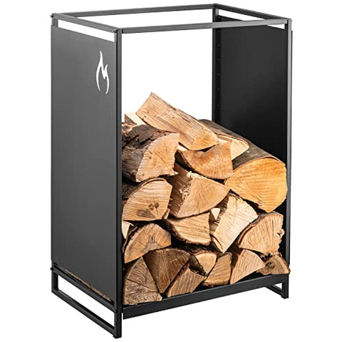 Kos Design Firewood Log Rack- Durable Heavy Duty Firewood Rack for Indoor or Outdoor Use- Fireplace Log Holder with Elegant, Matte Black Coated,