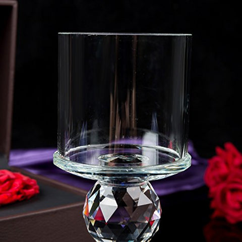 London Boutique Set 2 Decorative Gift Present Crystal Clear Cylinder Candle Holder 20cm