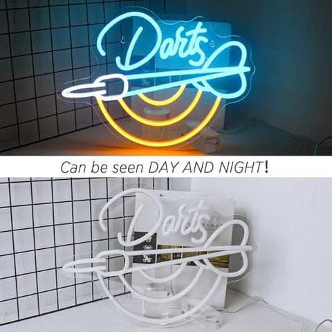 Horseneon Dart Neon Sign, Darts Bar Neon Light Dartboard Neon Light Sign for Wall, Game Led Sign for Pub Home Bar Club Man Cave Restaurant Shop Game Room Decor