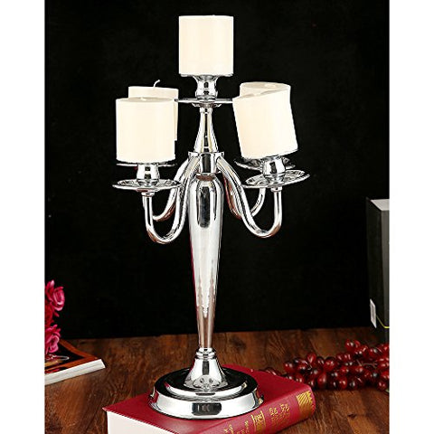 London Boutique Candlesticks Holders Candelabra Silver Solid Brass Decorative Centerpieces Wedding Birthday Gift 3 Arms or 5 Arms (5 Arms)