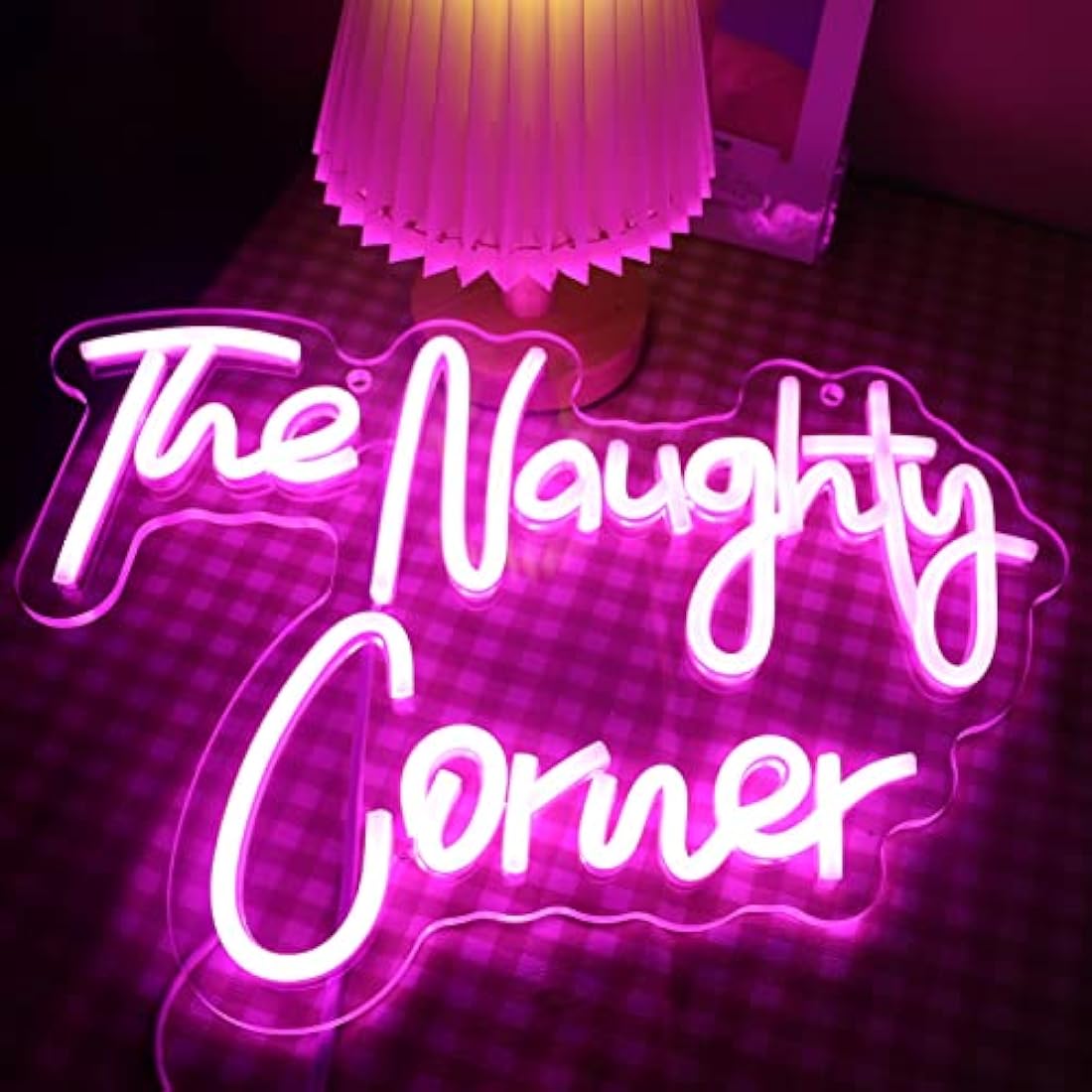 QiaoFei LED "The Naughty Corner" Neon Sign Pink Word/Letters USB Powered Neon Lights for Girls Room Home Bar Art Wall Decor Party Window Living Room Decor Birthday Christmas' Gift(Pink)