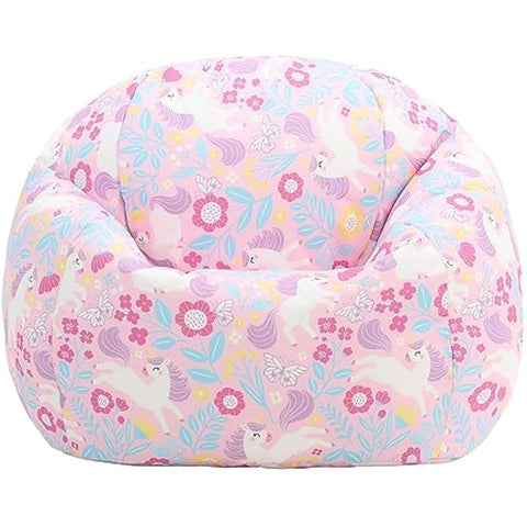 icon Unicorn Print Kids Bean Bag, Kids Bean Bag Chair with Filling Included for Girls and Boys, Childs Chair, Beanbags for Children, Nursery Décor, Playroom Décor, Bedroom Accessories
