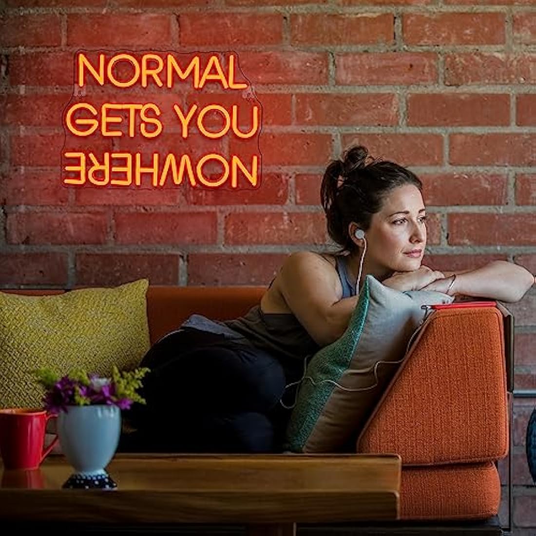 Wanxing Normal Gets You Nowhere Neons Sign, Red LED Neon Light for Wall Decor USB Power Letter Neon Light Sign for Bedroom Pub Home Bar Room Club Party Window Decor