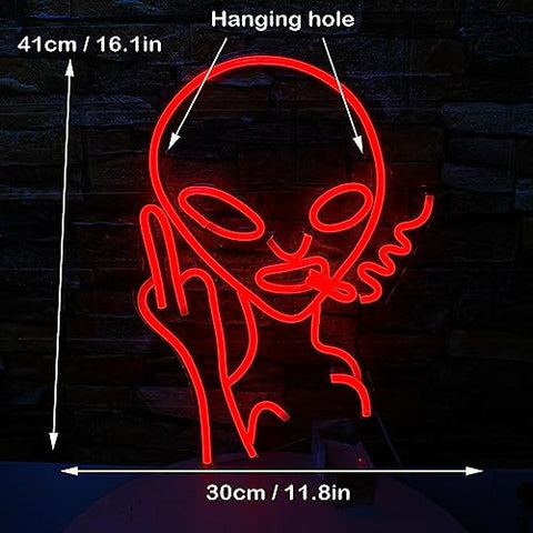SIGNSHIP Alien Neon Light Sign for Wall Decor USB Decorative Led Neon Signs Novel Red Alien Led Sign for Home Kids Room, Bar, Club, Bedroom, Party
