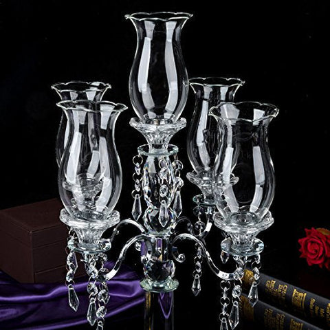 London Boutique Crystal Candelabra Tea Light Candle Holders 5 Arms Decorative with swarovski crystal elements Gift Present (5 Arms)