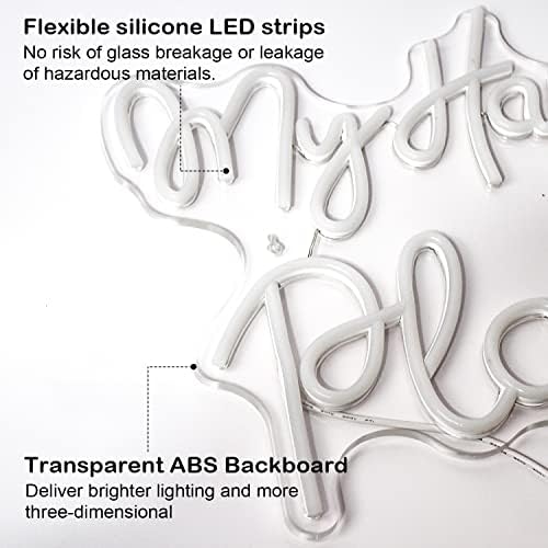 SIGNSHIP My Happy Place neon Sign Led neon Light is Used for Wall Decoration, USB Powered Pink Letters neon Sign Acrylic Art Wall Decoration is Used for Bedroom, Game Room, Living Room, bar