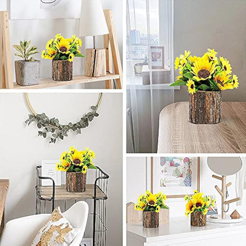AceList Artificial Sunflowers, Fake Flowers/Fake Potted Plants Artificial Plants Indoors In Pots Yellow Decorative Artificial Flowers Indoors for Home Office