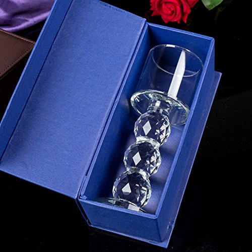 London Boutique Set 2 Decorative Gift Present Crystal Clear Cylinder Candle Holder 20cm