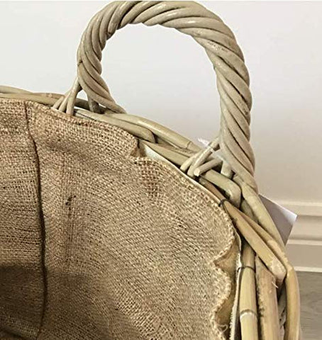 Round Log/Kindling/Storage Basket, Hessian Lined, Excellent Quality, Very Strong Kuba Rattan (Large)