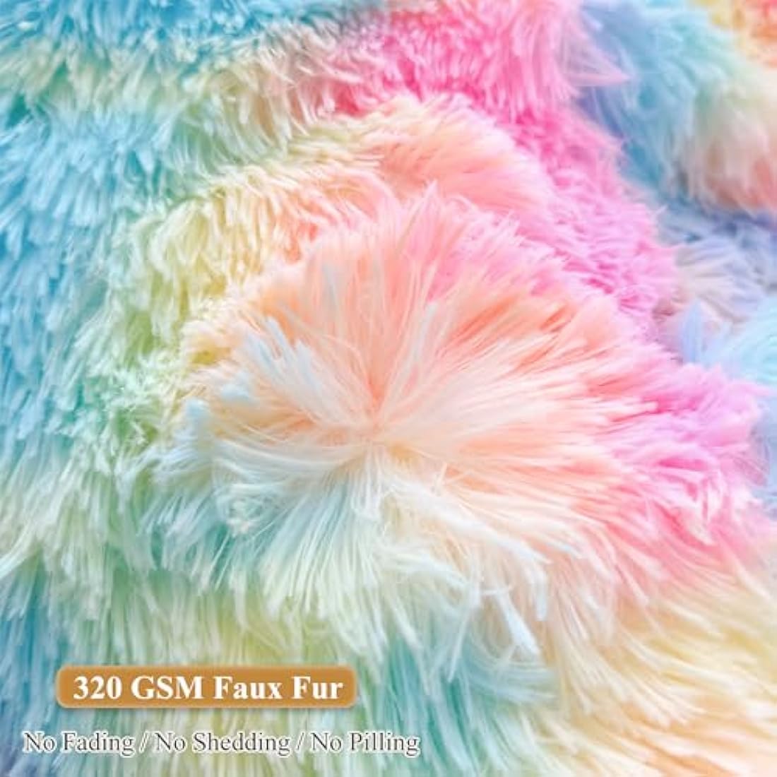 XeGe Faux Fur Comfy Bean Bag Cover for Living Room(No Filler), Tie Dye Fluffy Stuffed Animal Storage Bean Bag Chair Cover, Furry Fuzzy Big Beanbag Cover for Adult Teen Kid Girl, Anti-slip, Rainbow