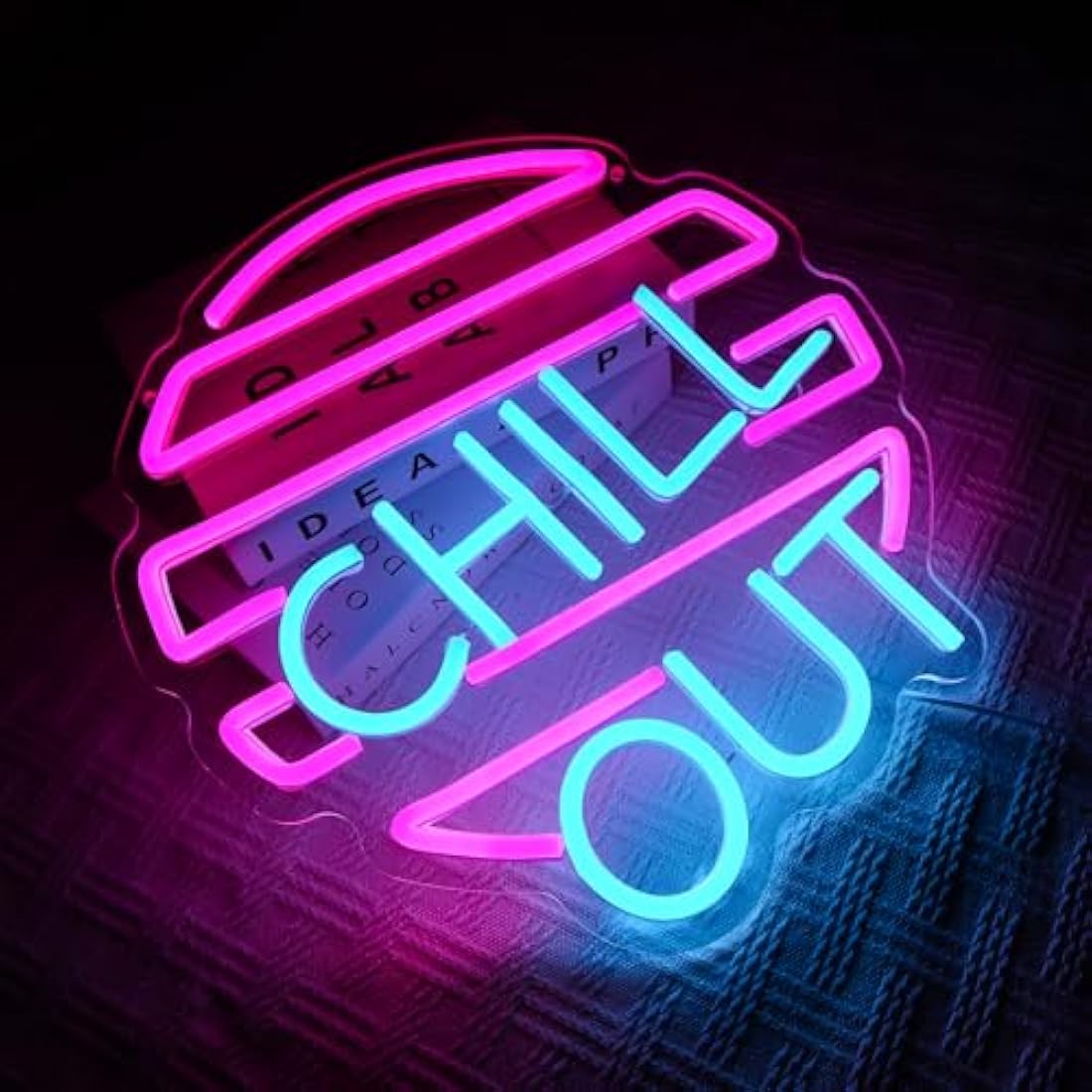 OYCGZV Chill Out Neon Light Sign - Blue Pink Neon Sign for Wall Decor Letter Neon Wall Light USB Led Sign for Home Game Zone Living Room Bedroom Man Cave Party Beer Bar Pub Cafe Party