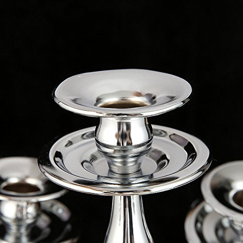 London Boutique Candlesticks Holders Candelabra Silver Solid Brass Decorative Centerpieces Wedding Birthday Gift 3 Arms or 5 Arms (5 Arms)