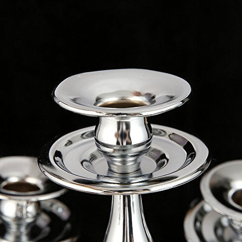 London Boutique Candlesticks Holders Candelabra Silver Solid Brass Decorative Centerpieces Wedding Birthday Gift 3 Arms or 5 Arms (5 Arms)