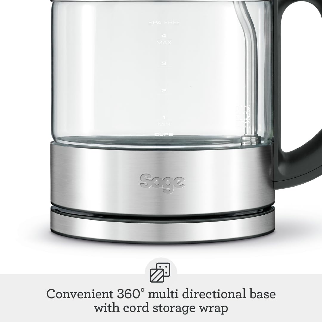 Sage - The Compact Kettle Pure - Quiet and Cordless Electric Kettle - Fast Boil, Brushed Stainless Steel