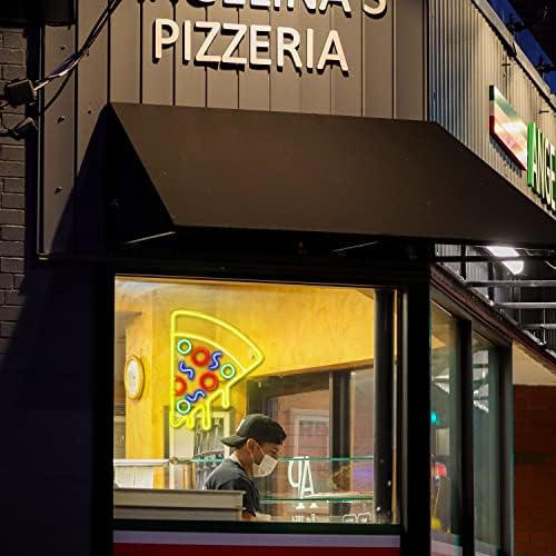Pizza Neon Light Acrylic Led Sign Food Shape Neon Signs for Wall Yellow Led Pizza Neon Light Sign for Bedroom Restaurant Kitchen Party Decoration
