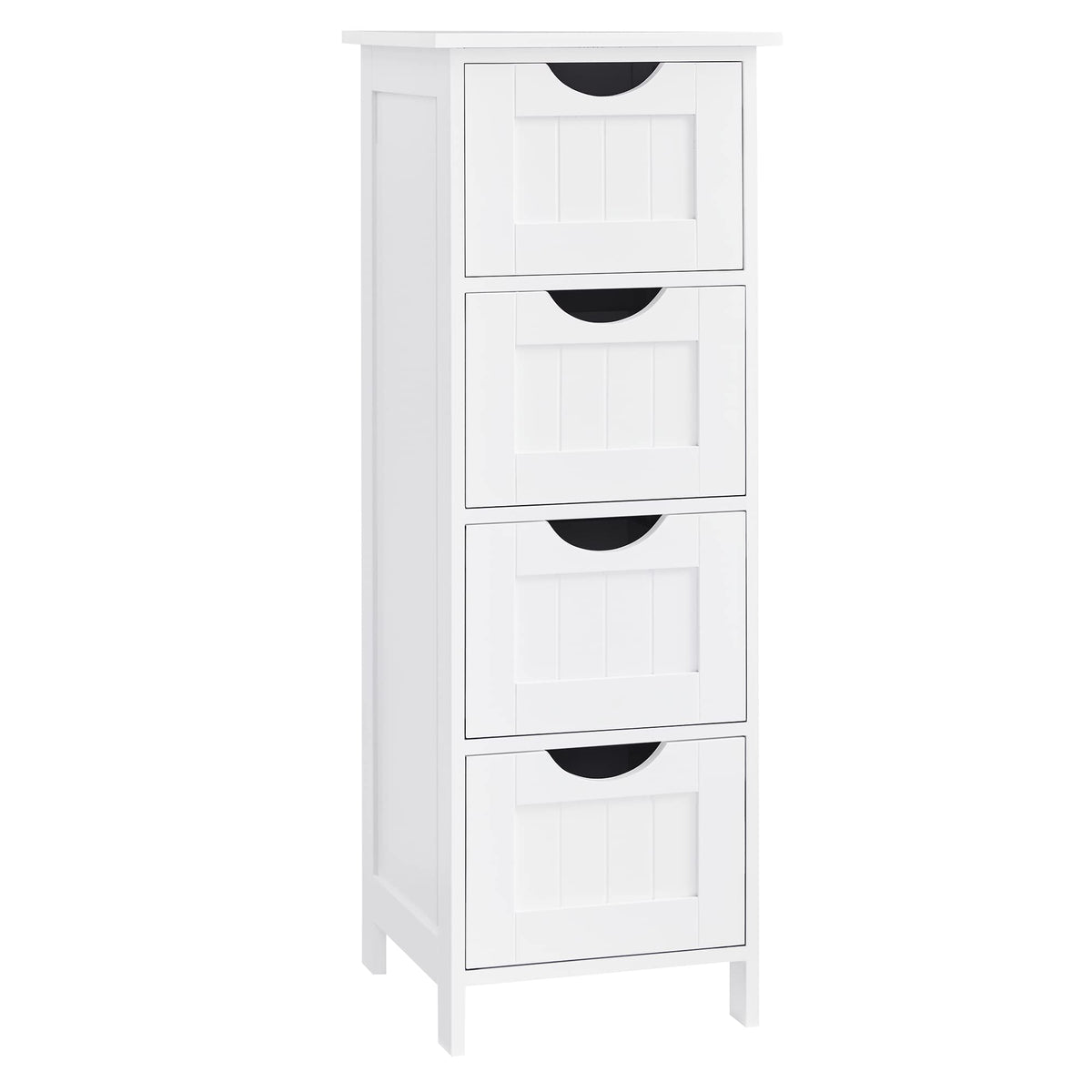 VASAGLE Bathroom Floor Storage Cabinet, Bathroom Storage with 4 Drawers, Bathroom Cabinet Freestanding, 30 x 30 x 82 cm, Modern Style, White LHC40W