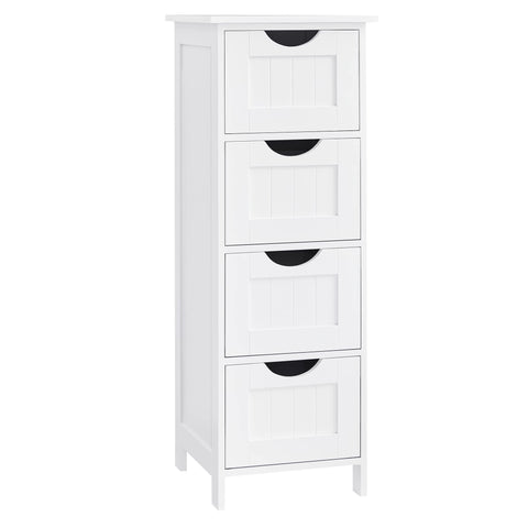 VASAGLE Bathroom Floor Storage Cabinet, Bathroom Storage with 4 Drawers, Bathroom Cabinet Freestanding, 30 x 30 x 82 cm, Modern Style, White LHC40W