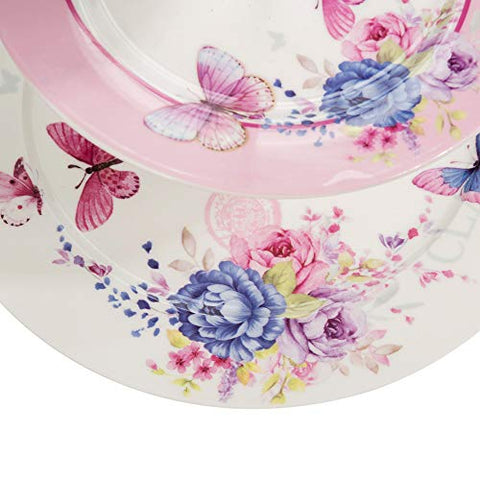 London Boutique 3 Tiered Cake Stands Afternoon tea Porcelain Shabby Chic Butterfly in gift box