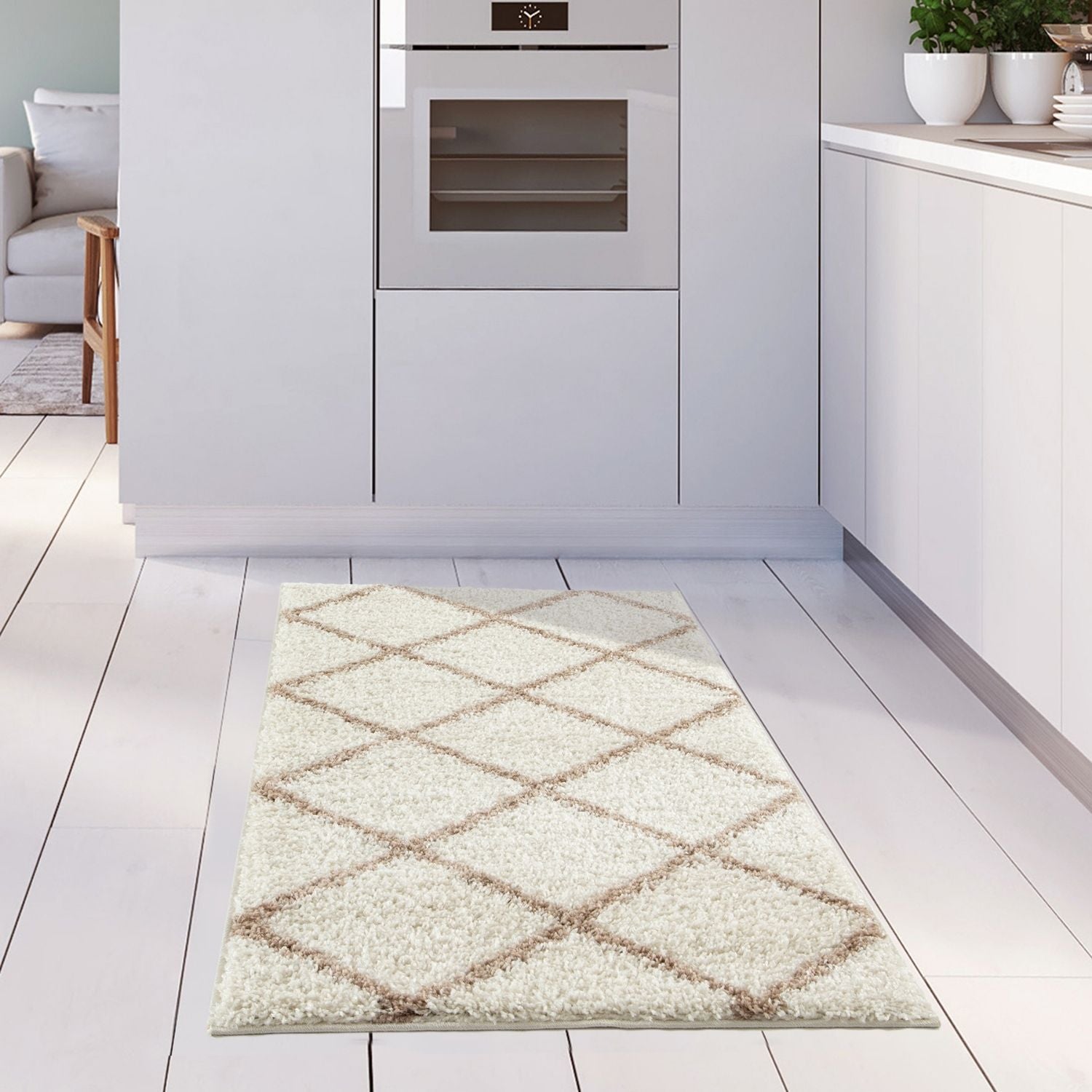 Moroccan Ivory Shaggy Rug | 530