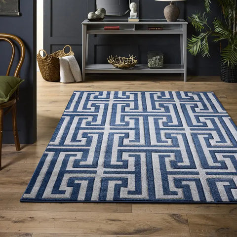 Origins Greek Key Rug | Navy/Grey