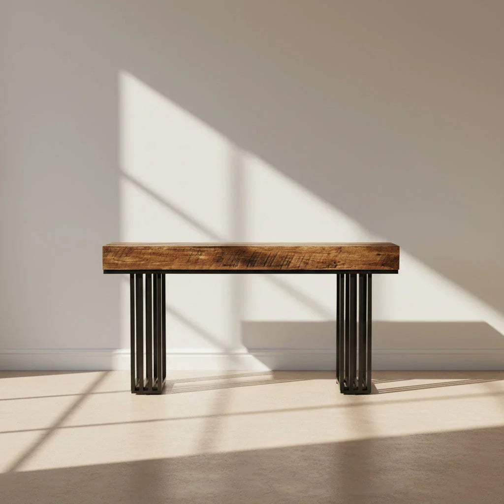 140cm Console Table, Modern Entryway Table with Metal Legs