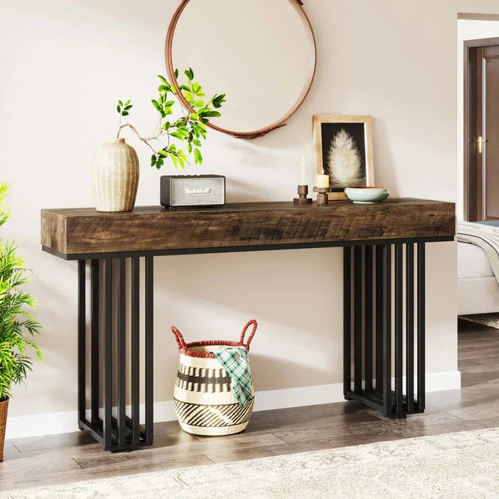 140cm Console Table, Modern Entryway Table with Metal Legs
