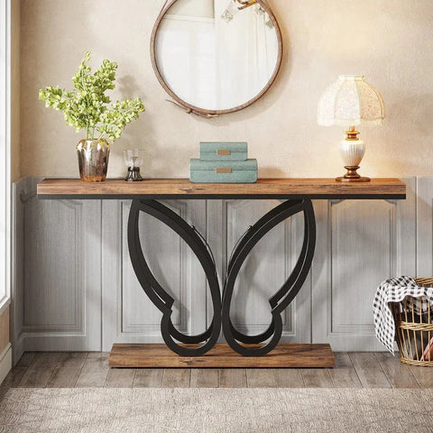 140cm Console Table Sofa Table with Butterfly Metal Frame