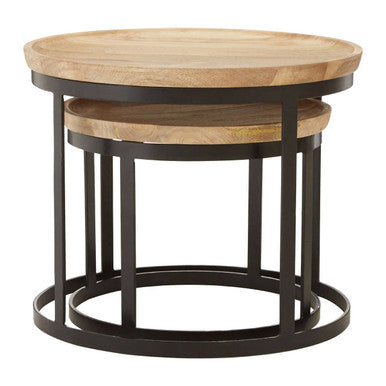 Boho Set Of Two Mango Wood Nesting Tables