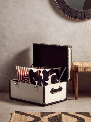 Kensington Townhouse Black And White Genuine Cowhide Storage Trunk