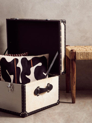Kensington Townhouse Black And White Genuine Cowhide Storage Trunk