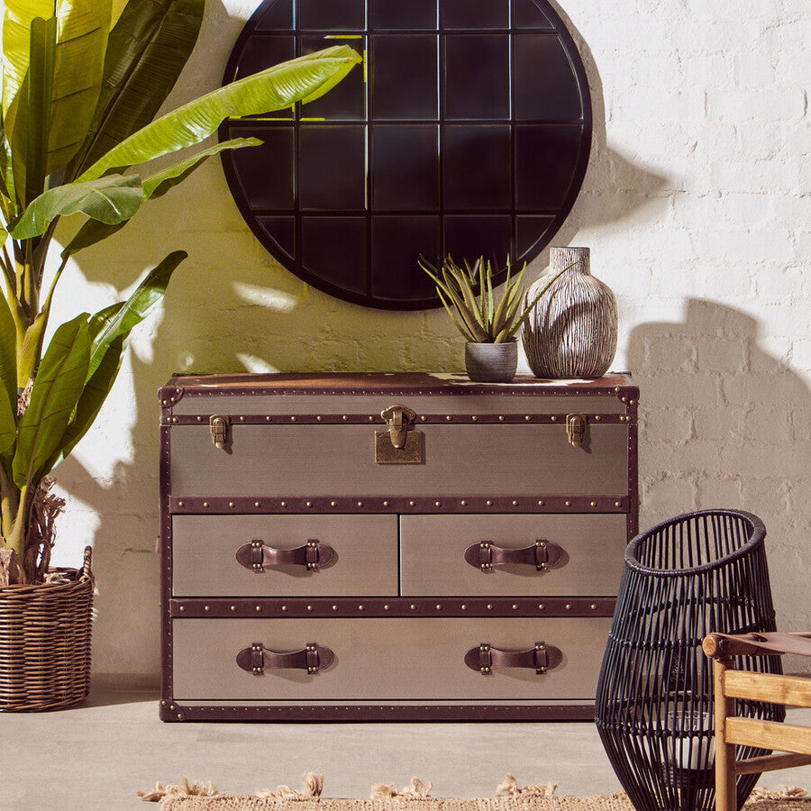 Kensington Townhouse Brown And White Cowhide Cabinet
