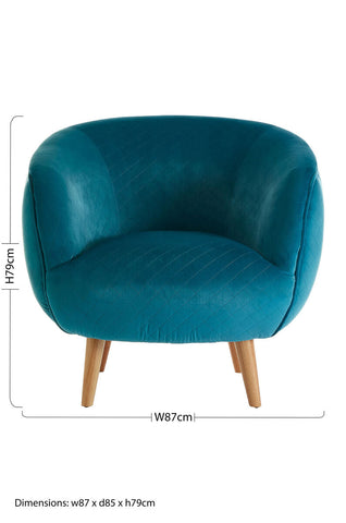 Oscar Teal Fabric Curved Lounge Chair
