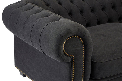 Lincoln 3 Seater Charcoal Fabric Sofa