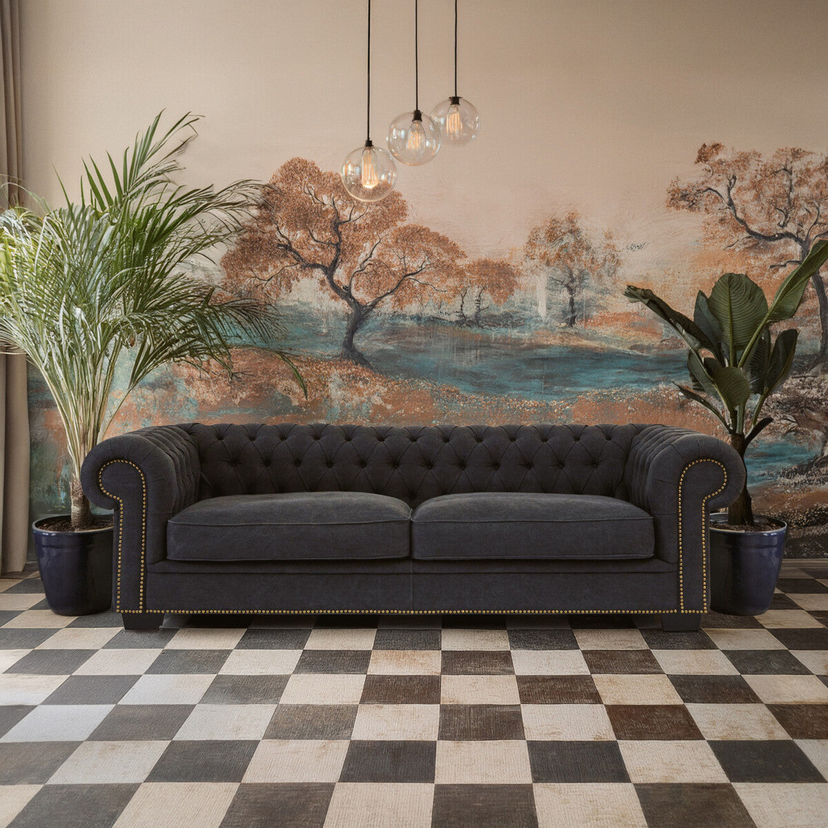 Lincoln 3 Seater Charcoal Fabric Sofa