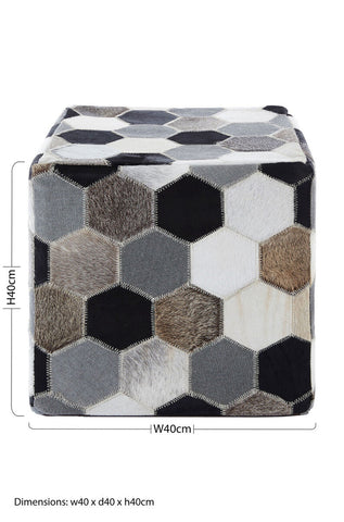 Safira Leather Patchwork Pouffe