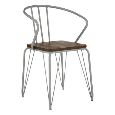 District Grey Metal And Elm Wood Armchair