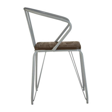 District Grey Metal And Elm Wood Armchair