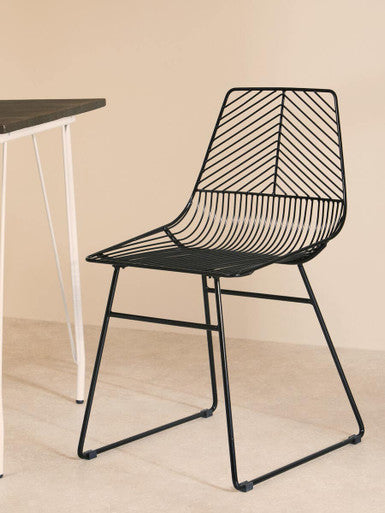 District Small Black Metal Wire Chair