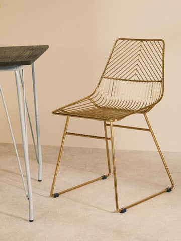 District Small Gold Finish Metal Wire Chair
