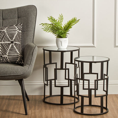 Avantis Set of 2  Square Design Black Tables