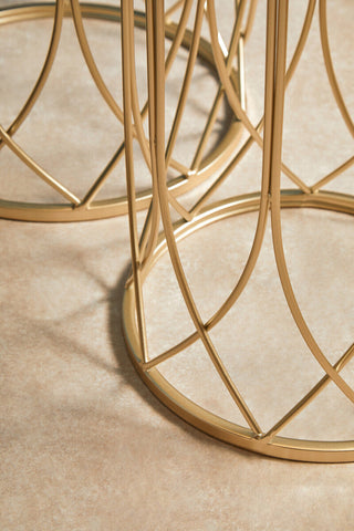 Avantis Set of 2 Mirror Top Champagne Side Tables