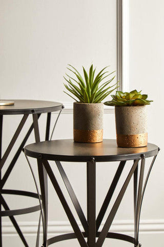 Avantis Set Of 2 Cross Design Black Side Tables