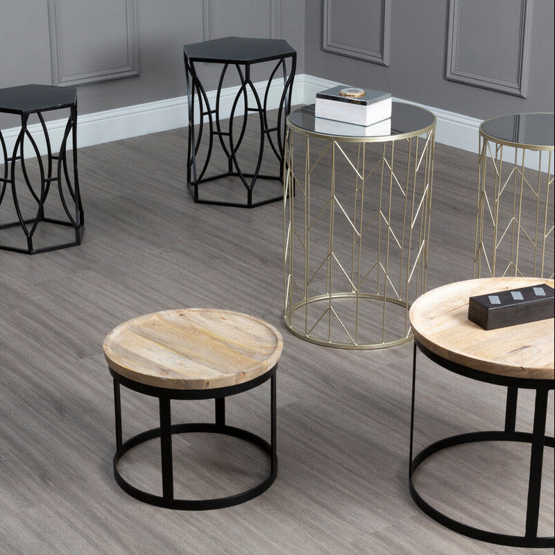 Avantis Art Deco Set of 2 Champagne Side Tables