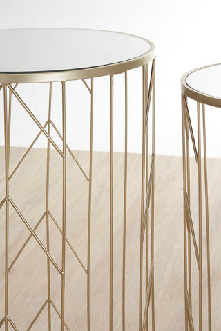 Avantis Art Deco Set of 2 Champagne Side Tables