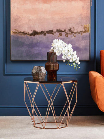 Allure End Table With Rose Gold Base