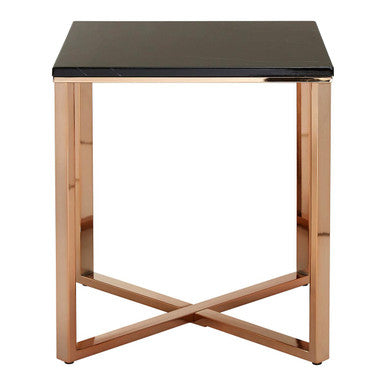 Allure Square Black Faux Marble End Table