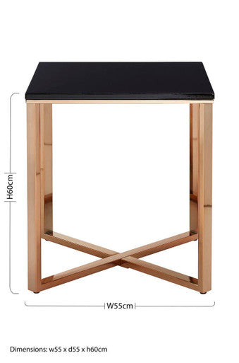 Allure Square Black Faux Marble End Table